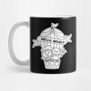 Hot Air Balloon Bear and Cute Boy Mug